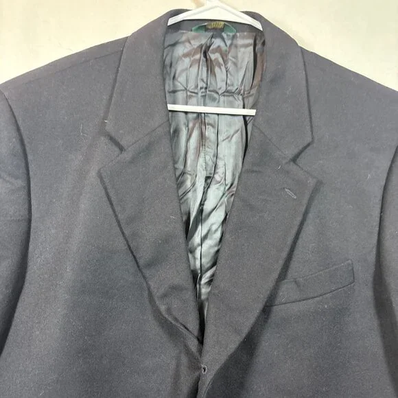 Vtg J.Crew Mens Black Classic Blazer Suit Jacket Size 44R